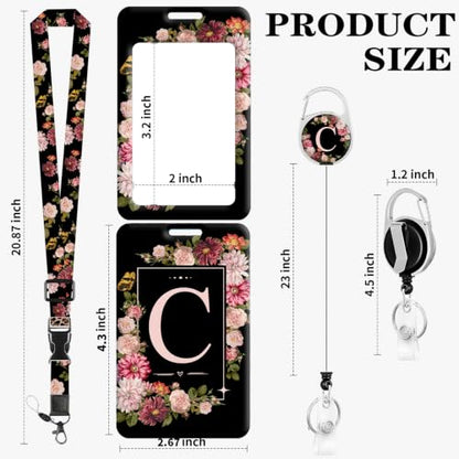 C Retractable Badge Holder Reel with Detachable Breakaway Lanyard for Her - color: C
