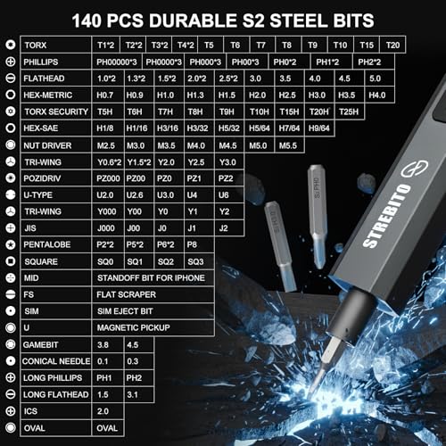 STREBITO 155 in 1 Electric Screwdriver Set, Electric Precision Screwdriver - color: Upgraded-grey
