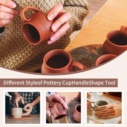 Sthmeyue Mug Handle Carving Tool, Pottery Handle Making Tools Set,5 PCS Walnut Wood Handle Sculpting & Carving Tools, Durable & Comfortable, Ideal for Shaping Clay Cup Handles
