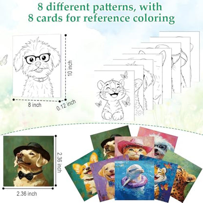 Cholemy 36 Pcs Paint and Sip Kit Gift for Adults 8''x10'',Animal - style: Animals