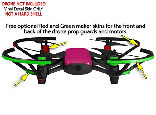 Skin Decal Wrap 2 Pack Compatible with DJI Ryze Tello Solids Collection Fushia Drone NOT Included