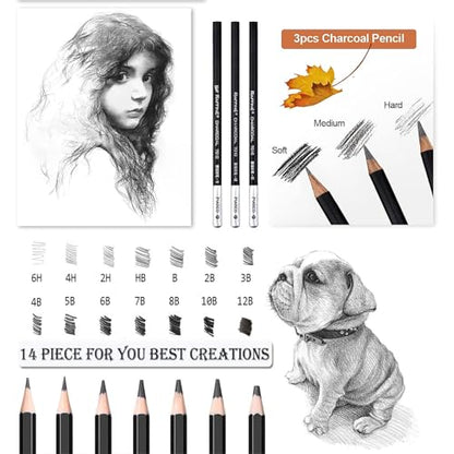 Sketch Pencils, Drawing Pencils for Sketching with Graphites and Charcoals - color: Black