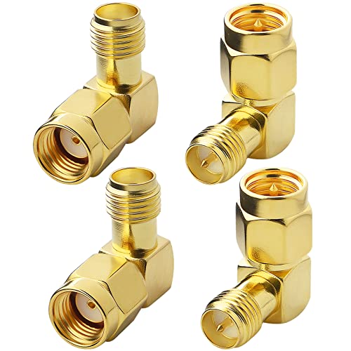 Right Angle SMA to RP-SMA Adapter Kit 4-Pack, 50 Ohm - size: 4-pack right angle sma to rp-sma
