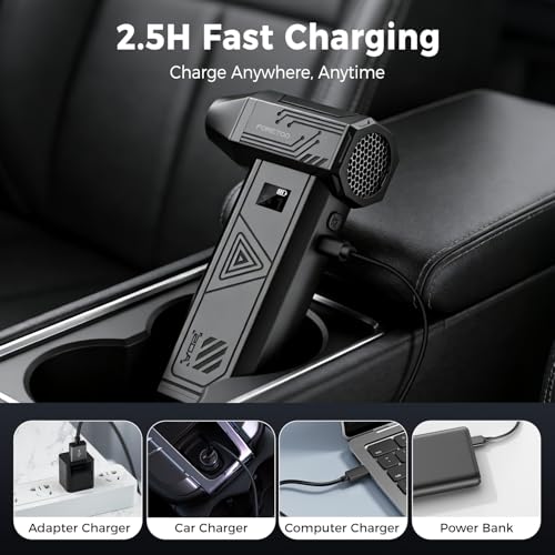 Foretoo Compressed Air Duster,130000RPM Super Power LED Display Electric Air Duster with Extended Runtime,Rechargeable Air Blower for Home,Camera,Car,Computer,Keyboard