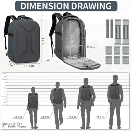TORIBIO Large Hardshell Camera Backpack DSLR/SLR/Mirrorless Photography Bag - color: Grey