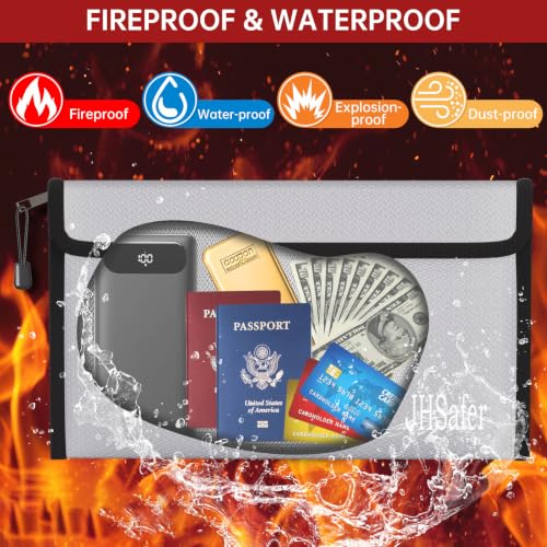 Fireproof Organizer Bag with Zipper,Travel Tech Pouch Bag,10"x6" - style: Silver & Black Bag