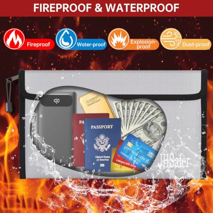 Fireproof Organizer Bag with Zipper,Travel Tech Pouch Bag,10"x6" - style: Silver & Black Bag