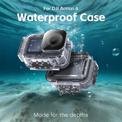 REYGEAK Waterproof Case for DJI Osmo Action 6,196FT/60M Underwater Protective Housing Cage with Quick Release Base for DJI Action 6 Accessories