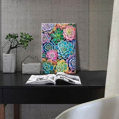 HeeBenor Framed Paint by Numbers Kit for Adults, Succulent, 8x12 Inch - color: Succulent 023
