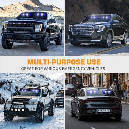 XRIDONSEN 2x 17 inch 40 LED Blue White Emergency Dash Strobe Lights - color: Blue/White