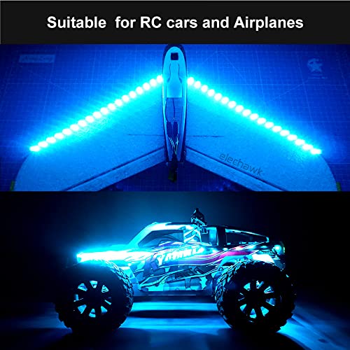 Waterproof LED Light Strips for RC Cars Trucks Airplanes Boats Drones Fixed Wing AR Wing Model Underglow Light (Ice Blue) - color: Ice Blue
