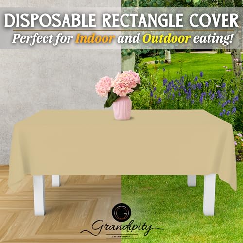 Grandipity Plastic Table Cloth Disposable 12 Pack 54” x 108” Rectangle - color: Beige, size: 54in. x 108in. Rectangle