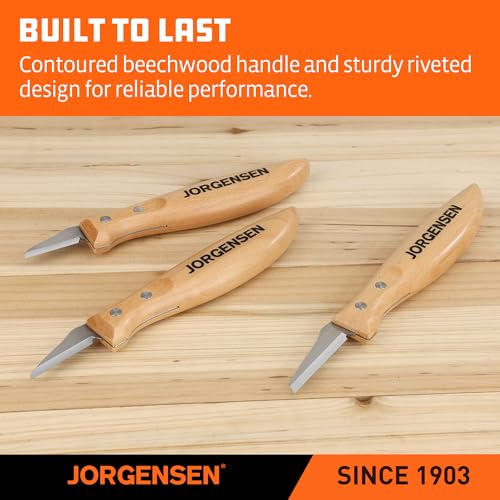 Jorgensen 3-Piece Wood Carving Tool Set with Stainless Steel Knives