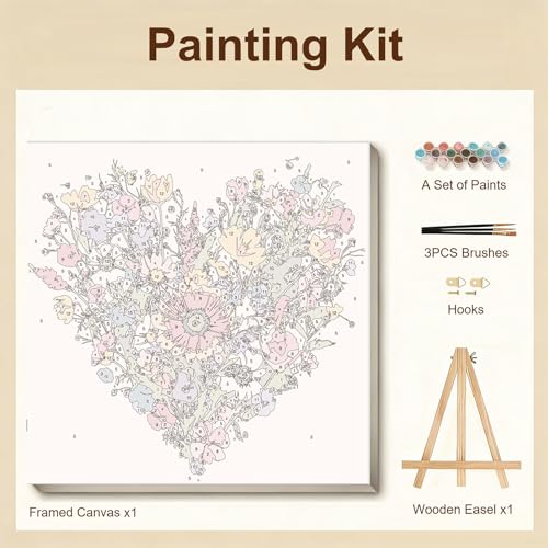 Gemozaic Flowers Paint by Numbers Kit for Adults with Frame and Easel - color: BKH2152