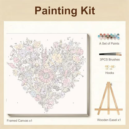 Gemozaic Flowers Paint by Numbers Kit for Adults with Frame and Easel - color: BKH2152