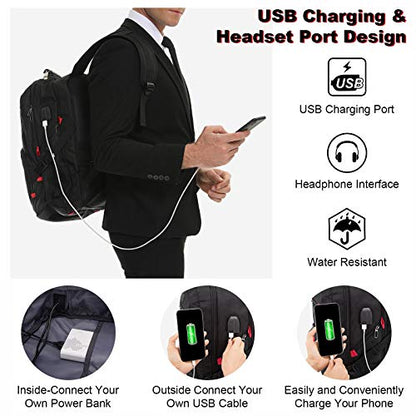 LOVEVOOK Large Laptop Backpack for Men,17.3Inch Heavy Duty Travel Backpack - color: Black, size: 17 inch