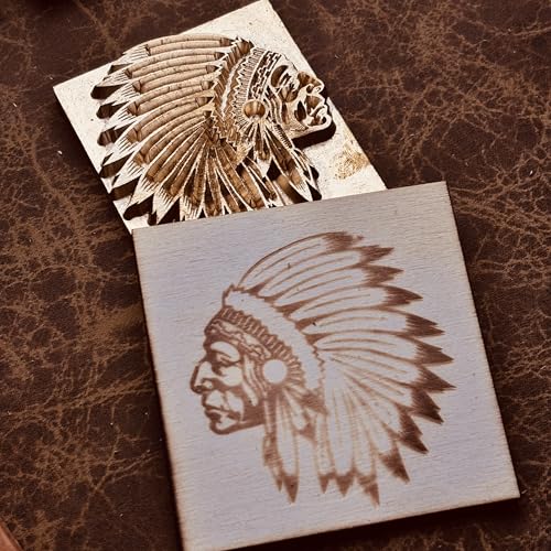 Native American Chief Leather Stamps Set, 6pcs Brass Leather Embossing Molds, Western Style Leather Heat Stamp, Wood Branding Iron Mold