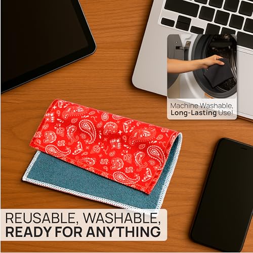 Microfiber Wholesale Quick Cloth Glasses Cleaning Cloths 5x7 Paisley Red - color: Red Paisley, size: 5"x7"