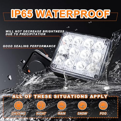 2PCS LED Magnetic Strobe Lights, White Strobe Beacon Warning Light - color: White