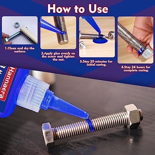 Thread Lock Medium Strength, Lock & Seal Nuts, Bolts, Fasteners and Metals, Blue Threadlocker Against Losening and Leakage (243-100 ml) - size: 100ml