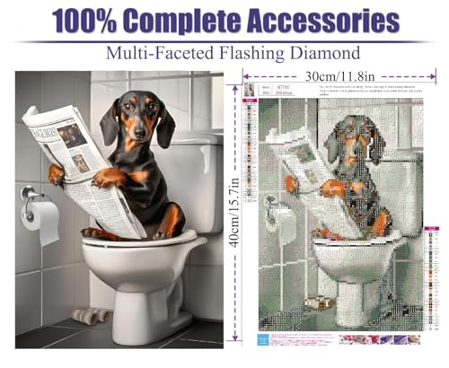 uuxsretaio Dachshund Diamond Painting Kits for Adults Beginners, Easy Dog Diamond Art Kits for Adults, 5D DIY Full Drill Diamond Dots Rhinestone Gem Art and Craft for Home Decor Present 12x16 inch