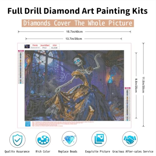 PINFFSHU Horror Gothic Skull Diamond Art Kits for Adults Halloween - color: skeleton princess