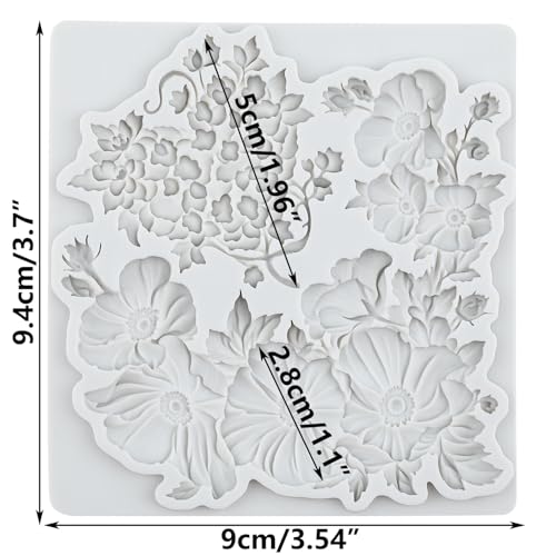Flower Polymer Clay Molds Daisy Flower Heart Silicone Mold - color: Style K