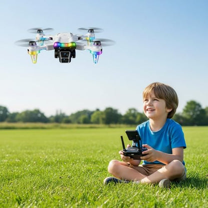 Drones for kids 8-12 with camera – Drone with camera for kids & Beginners, Mini kids drone with Fancy LED Lights, 4.3" Built-In FPV Screen, Three Batteries, Indoor & Outdoor Toy Gift (G) - size: G