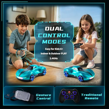 AEROQUEST Gesture Sensing RC Stunt Car with Display Garage - color: Meteor Supercar Blue