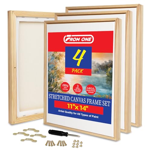 4 Pack 11 x 14 inch Floater Frame Canvas –Gallery Wrapped Canvas Set - color: Light Brown, size: 4pk-11x14 in