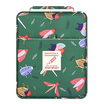 Pencil Case Holder Slot with Zipper Closure Large Capacity Pen Organizer - color: green dragonfly