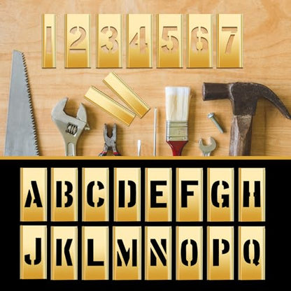 Pelopy 45 Pcs 2 Inch Brass Stencils Letters and Numbers Stencils Set - size: 2 Inch