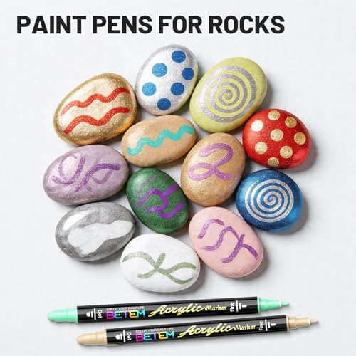 Betem 30 Metallic Dual Tip Wine Glass Markers, Acrylic Paint Glass Pen