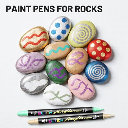 Betem 30 Metallic Dual Tip Wine Glass Markers, Acrylic Paint Glass Pen