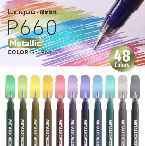 Metallic Gel Pens Set, 48 Colors, 1.0 mm Tip Art Pens