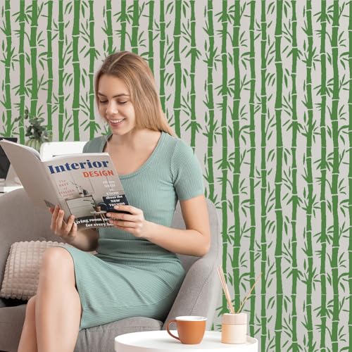 Single Bamboo Branch DIY Painting Stencils for Wall Home Decor - style: Bamboo