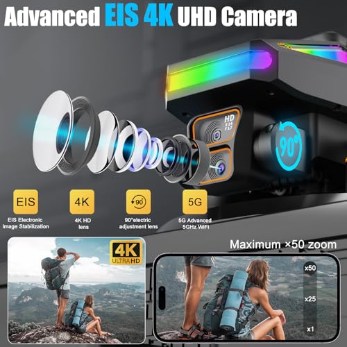 OBEST Drone With Camera 1080P Remote Control RC Quadcopter with 4.5 Inch Screen, FPV Drones for Beginners Adults Brushless Motor, 90° ESC Camera, Automatic Obstacle Avoidance, One Key Take Off/Land, 2 Batteries