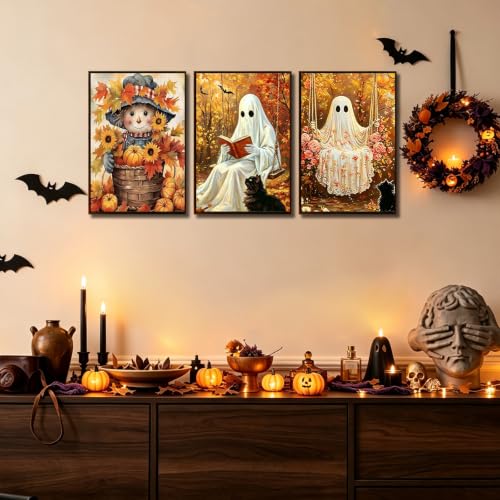 3 Pack Halloween Paint by Numbers Kit for Adults, Fall Ghost, 8x12 inch - color: Halloween-1