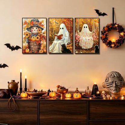 3 Pack Halloween Paint by Numbers Kit for Adults, Fall Ghost, 8x12 inch - color: Halloween-1