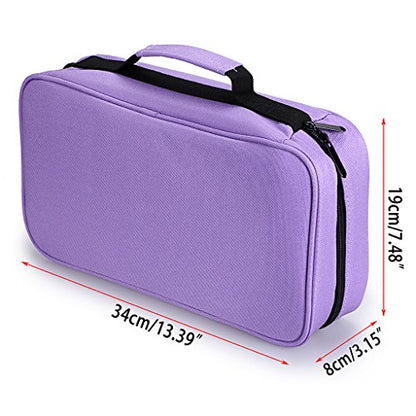BTSKY Art Marker Carrying Case Lipstick Organizer-60 Slots Canvas Zippered - color: Purple