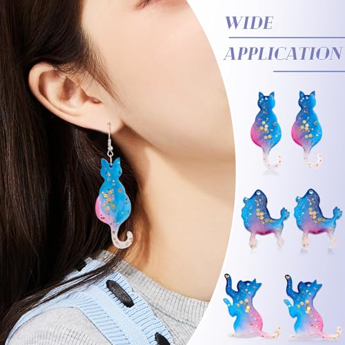 Elecrelive 2Pcs Animal Epoxy Resin Mold Cat Earring Pendant Silicone Molds - color: Clear-Cat