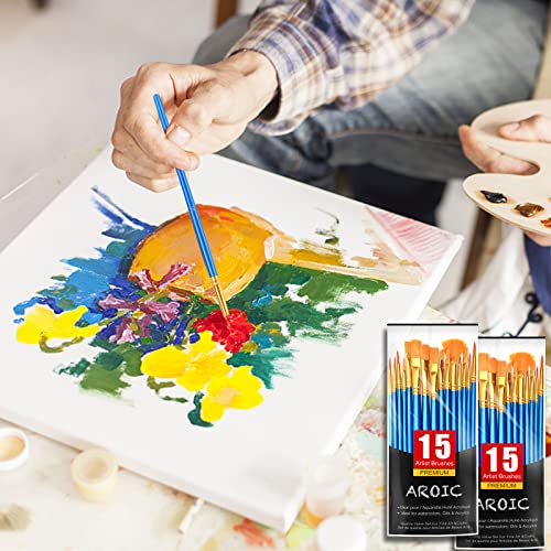 AROIC Acrylic Paint Brush Set, 30 pcs Nylon Hair Paint Brushes - size: 30pcs-blue