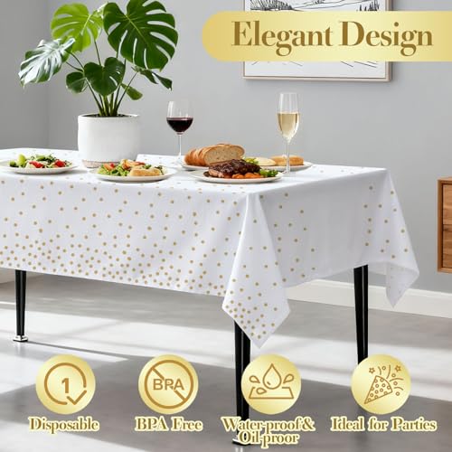4 Pack Gold Plastic Tablecloths, Waterproof Disposable Party Table Covers - color: Gold, size: 54" x 108" (4 Pack)