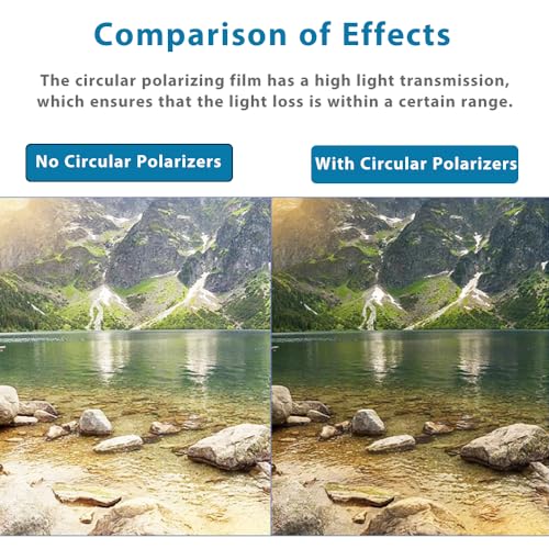 Circular Polarizers Film Non-Adhesive 11.8x7.8 inches Circularly Polarized Filter polarizing Sheets for Photography, Educational Physics Experiments,2 Pack