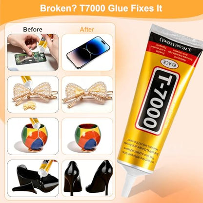 220 ML T7000 Black Glue, Semi Fluid Black Adhesive Glue Precision Craft Repair for Electronics Phone Screen Replacements DIY Jewelry Making Glass Wood Metal Stones - color: 2 X 110 ML