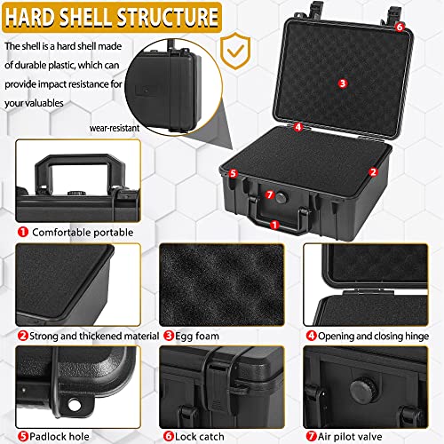 Protective Hard Case Shockproof Water-resistant with Customized DIY Foam Insert fit for Camera, etc, 11 X 9.5 X 5-Inch - size: Inner：10 X 7 X 4.7 Inch