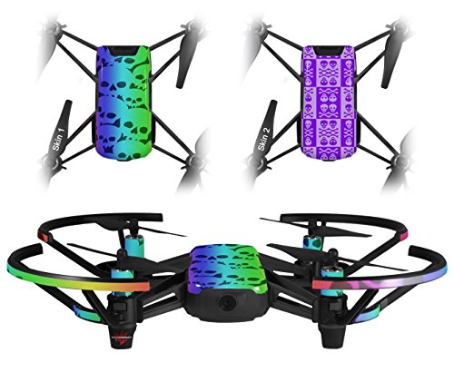 Skin Decal Wrap 2 Pack Compatible with DJI Ryze Tello Rainbow Skull Collection Drone NOT Included