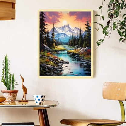 Mountain Paint by Numbers for Adults - Landscape Paint by Number on Canvas - color: MT12060