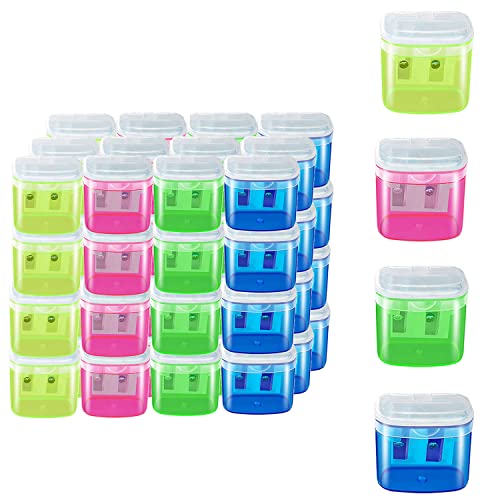 48 Pcs Manual Pencil Sharpeners with Lid, for School,Office and Home