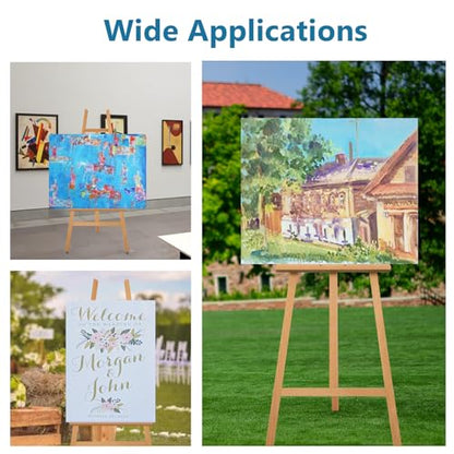 A-Frame Wooden Display Easel, Lyre Beechwood Studio Easel Stand, Natural - color: Natural